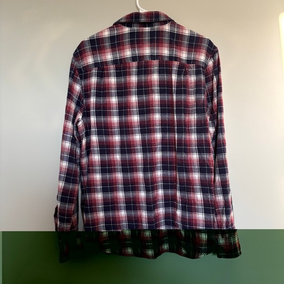ROOTS Men's Size Large Flannel Button Down Blue Red Plaid Gorpcore Outdoors Warm - Picture 5 of 13